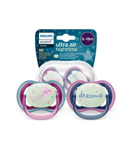 Philips Avent Ultra Air Night Karanlıkta Parlar Gece Emziği 6-18 ay Kız (Çok Renkli)
