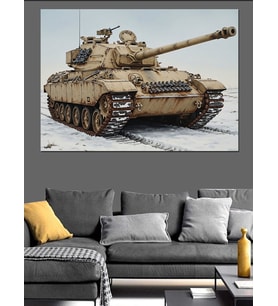 Çöl Kamuflajlı Savaş Tankı Dekoratif Kanvas - Mdf Ahşap Tablo