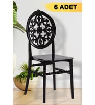 6 Adet Venüs Mat Siyah Sandalye / Balkon-Bahçe-Mutfak