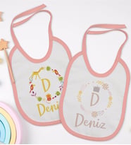 BK Kids Kişiye Özel Harfli İsimli 2’li Pembe Mama Önlüğü-1