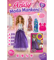 Anlily Moda Mankeni Oyuncak Bebek 30 cm - 3 Farklı Elbise ve Çanta Aksesuarlı Eklemli Bebek