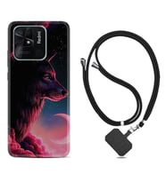 Xiaomi Redmi Note 7 8 9 Pro 10 2022 10 Pro 10S Kılıf Boyun Askılı Silikon Wolf and Moon 1380