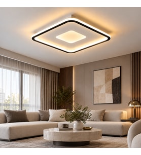 Siyah 40x40cm Kare 3000K Sarı Işık Modern LED Tavan Lambası
