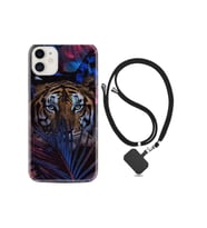 Apple Iphone 12 Kılıf Desenli Silikon Boyun Askılı Flowers Tiger 1319