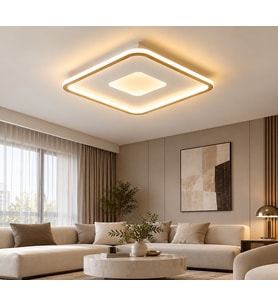 Eskitme Gold 40x40cm Kare 4000K Gün Işığı Modern LED Tavan Lambası