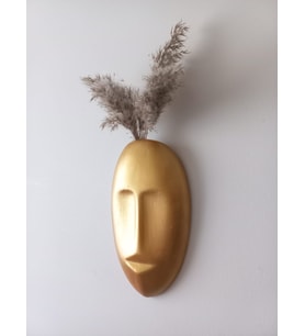 Dekoratif Mask Duvar Vazosu, Duvar Dekoru, Heykel Duvar Süsü, Gold