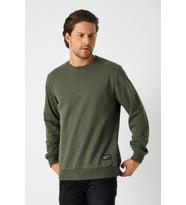 Metalic Erkek Haki Basic Bisiklet Yaka Sweatshirt
