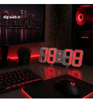 DLG Akıllı 3D LED Dijital Masa Saati Tarih Sıcaklık Alarm Ayarlanabilir Parlaklık Kırmızı