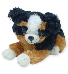Sesli Peluş Yatan Köpek 25 cm - Siyah Kahve