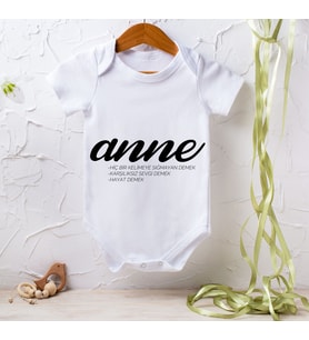 Anneler Gününe Özel Anne Yazılı Çıtçıtlı Bebek Body Zıbın