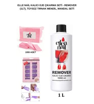 Profesyonel Kalıcı Oje Sökücü Remover 1 Litre ve Tüy Bırakmayan Tırnak Pedi 1000'li Set