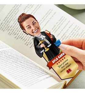 Avukat Kadın Karikatürlü Kitap Okuma Ayracı