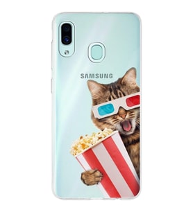 PrintiFy Samsung Galaxy A30 ile Uyumlu 1mm Slim Fit Kedi 1 050b Baskılı Şeffaf  Kılıf