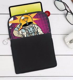 BK Gift Pop Art Tasarımlı Taşınabilir Koruyucu Tablet Kılıfı & Organizer Çanta - Siyah-9