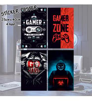gamer oyuncu hacker genç odası için - 4 adet yapışkanlı poster sticker etiketler - dolap cam oda için