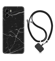 Vivo Y15S Y32 Y33S Y51 Y53S Kılıf Boyun Askılı Silikon Siyah Mermer 1299