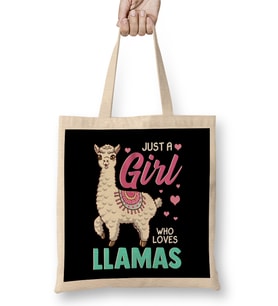 Cute & Funny Just A Girl Who Loves Llamas Lama Bez Çanta Uzun Saplı