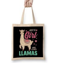 Cute & Funny Just A Girl Who Loves Llamas Lama Bez Çanta Uzun Saplı