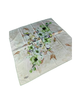 Emilya Rayon Çiçek Desenli Şal Eşarp 90x90 cm (Bej)