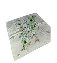 Emilya Rayon Çiçek Desenli Şal Eşarp 90x90 cm (Bej)