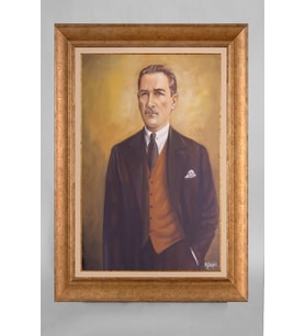 Altın Varaklı Çerçeveli Paspartulu Atatürk Tablo a672 (Gold)