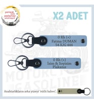 Yol Arkadaşlarına, İsim Plaka ve 0 Rh + Kan Grubu Yazılı Acil Durum 2'li Anahtarlık Takımı, Mavi-SK (Çok Renkli)
