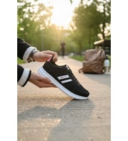 Enoch Erkek Siyah -Beyaz Günlük Spor Ayakkabı Klasik Şeritli Sneaker Yumuşak Taban Yürüyüş Modeli