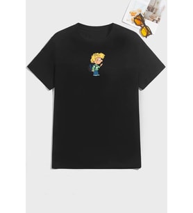 Unisex Cedric Üzümlü Kekim Baskılı T-shirt (Siyah)