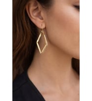 316L Çelik Taşlı Küpe – Kararmaz Gold Renk Geometrik Sallantılı Küpe