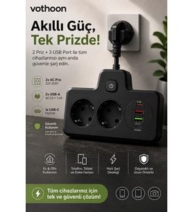 Bkl-502 Akım Korumalı 2li Priz 2 Usb Ve 2 Type-c Çıkış 4000w Hızlı Şarj Duvar Tipi Dokunmatik Led Ay