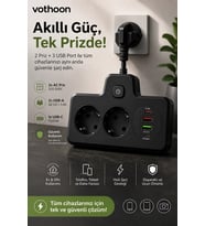 Bkl-502 Akım Korumalı 2li Priz 2 Usb Ve 2 Type-c Çıkış 4000w Hızlı Şarj Duvar Tipi Dokunmatik Led Ay