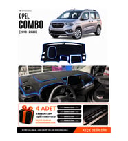 OPEL COMBO (2018-2023) Uyumlu Torpido Örtüsü Torpido Kılıfı - Siyah Mavi