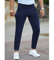 Erkek Cepli Slimfit Atlas Pantolon (Lacivert)