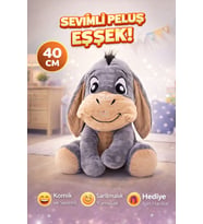 Sevimli Eşek Peluş Oyuncak 40 cm Büyük Boy, Sarılmalık Yumuşak Pelüş
