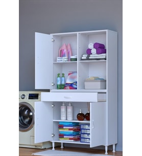 Eliusta Vellum Beyaz Dolap 100x173x32,5 cm Ebatlarında Çok Fonksiyonlu 100 cm Genişlikte Banyo Dolabı