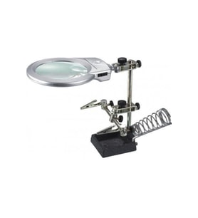 Mg16129-b Masaüstü Işıklı Büyüteç Yardımcı El Lehimleme Standı 130mm