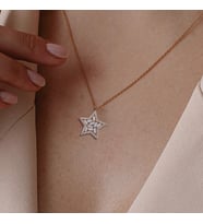Yıldız Baget Taşlı Rose Gold 925 Ayar Gümüş Kolye