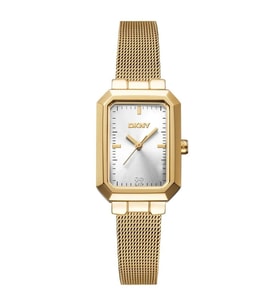 DKNY DK1L076M0135 ALTIN KAPLAMA HASIR KORDON DİKDÖRTGEN KADIN KOL SAATİ