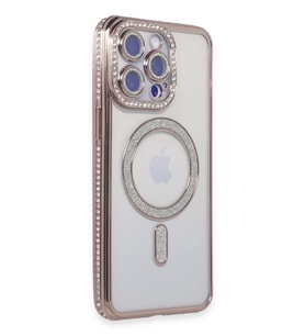 Pilelistore   iPhone 15 Pro Max Kılıf Joke Simli Magneticsafe Kılıf - Pembe