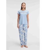 Amora Secret Kısa Kol Bisiklet Yaka Kadın Viskon Çiçek Desenli Yazlık Örme Dantel Detaylı Pijama Ta