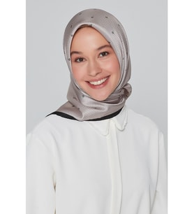 Nostalji Serisi %100 Sura Ipek Eşarp 8259D (Füme-Gri-İndigo)