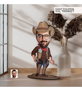 BK Gift Kişiye Özel Kovboy Karikatürlü Büyük Boy Ahşap Biblo-2 Arkadaşa Hediye , Sevgiliye Hediye, Kişiye Özel Biblolar
