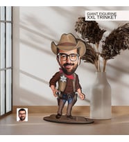 BK Gift Kişiye Özel Kovboy Karikatürlü Büyük Boy Ahşap Biblo-2 Arkadaşa Hediye , Sevgiliye Hediye, Kişiye Özel Biblolar