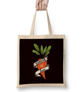Veganism Is Love Vegan Vegetarian Vegetarianism Veggie Food Bez Çanta Uzun Saplı