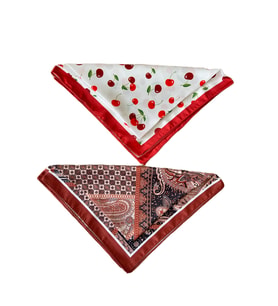 2 Li Saten Bandana Seti Saten Fular Saten Çanta Aksesuarı Özel Desen Bandana 45X50 Cm