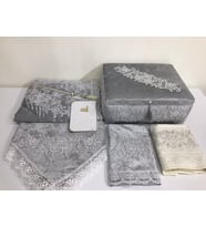 Lamazihome 7 Parça Gri Sandıklı Seccade Seti Seccade Takımı Gelin Damat Seti