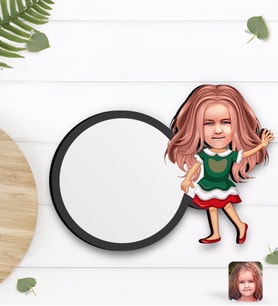 BK Gift Kişiye Özel Kız Çocuk Karikatürlü Ahşap Bardak Altlığı-18