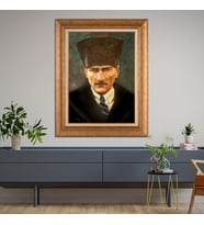 Altın Varaklı Paspartulu Çerçeveli Tablo rv1096
