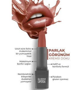 Uzun Süre Kalıcı Yoğun Renk Veren Nemlendirici Parlak Ruj - Glossy Lipstick 310 Spicy Terracotta