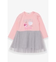 Breeze Kız Çocuk Uzun Kollu Elbise Pullu Yazı Baskılı 1.5-5 Yaş, Pudra